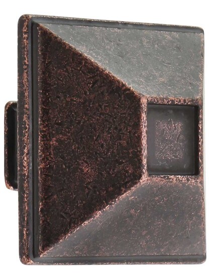 Tahoe Rustic Cabinet Knob - 1 1/2 inch Square in Distressed Oil Rubbed Bronze.